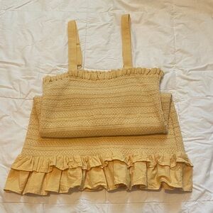 American Eagle Outfitters Tan Ruffled Mini Dress